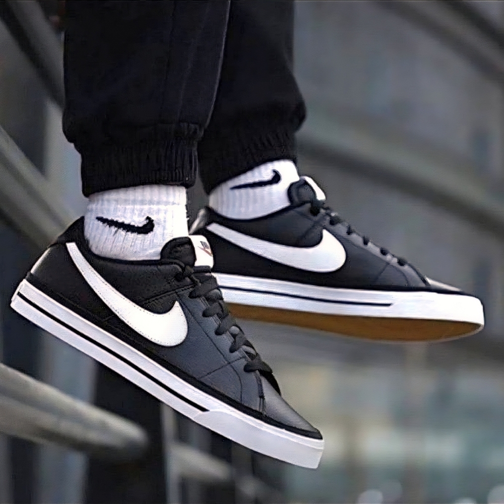 Nike Court Legacy Womens Size 6.5 Black Leather Shoes